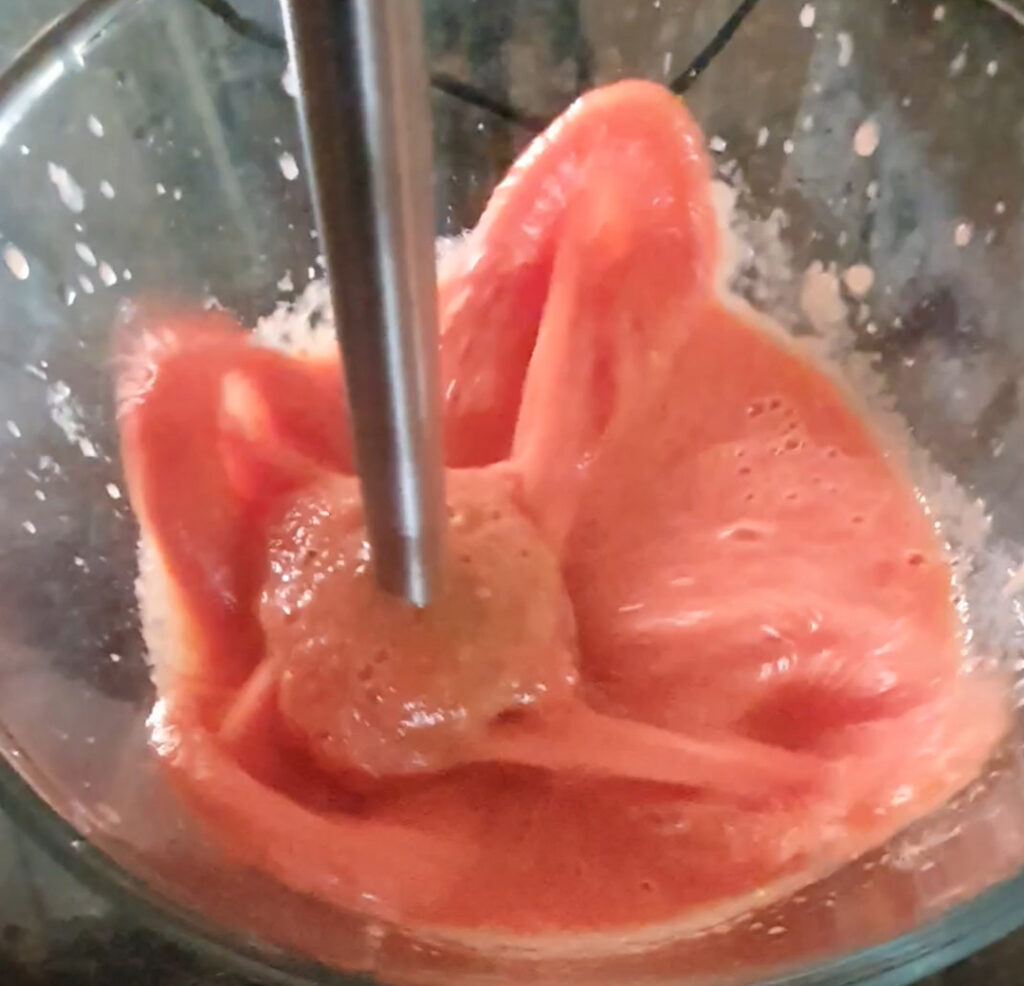 blending tomatoes in a bowl