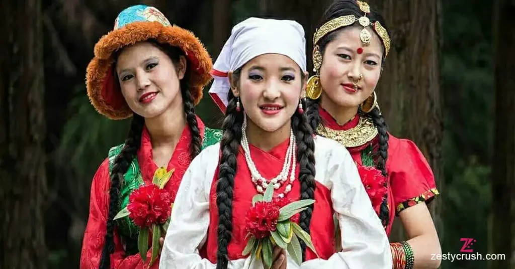 Sikkim-Traditional-Dress-Female-and-Jewelry