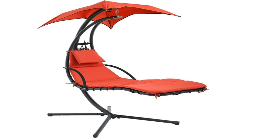 Hanging Chaise Lounge Chair with Canopy