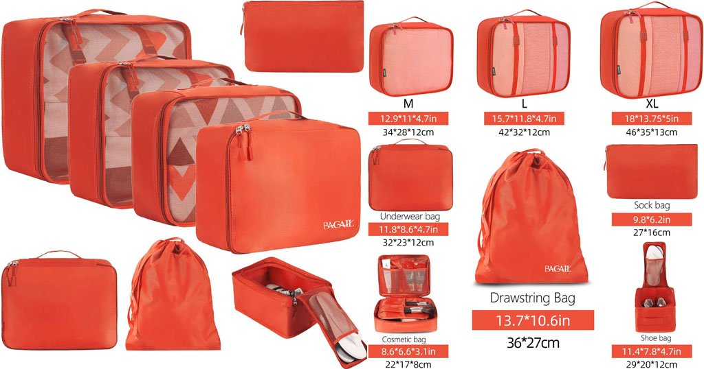 Luggage packing organizers