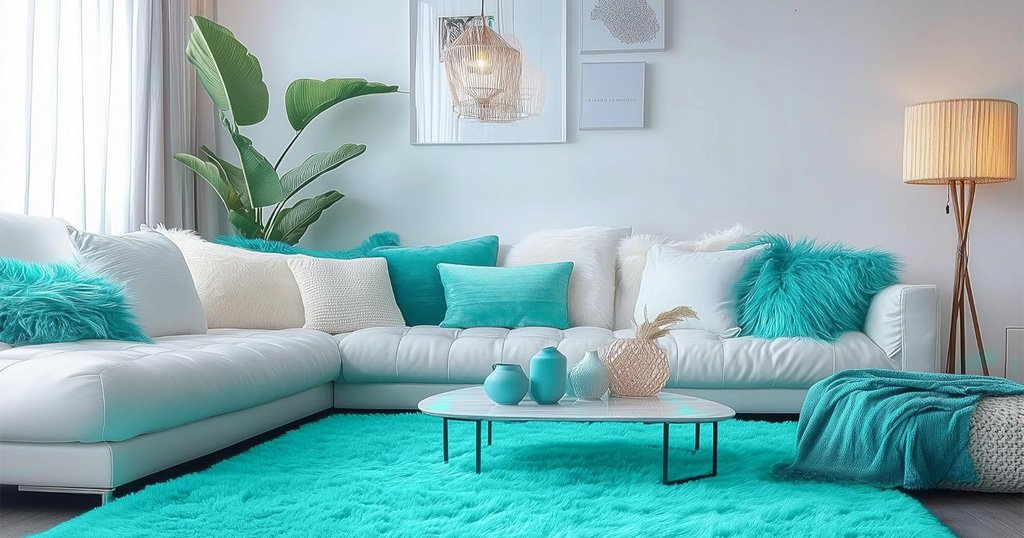Modern teal rug for home