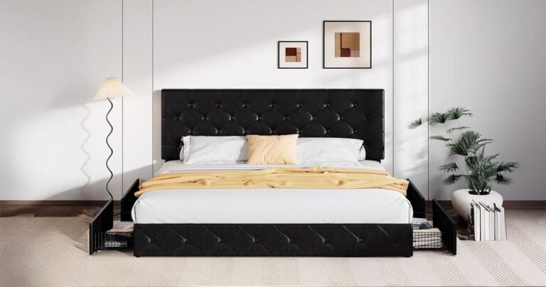 King size bed frame with storage