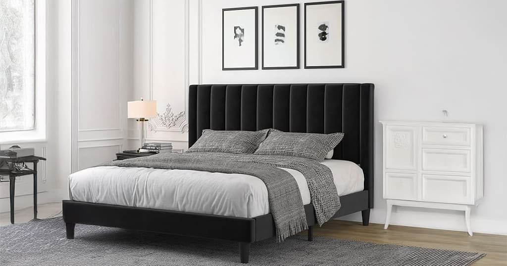 Faux leather platform bed