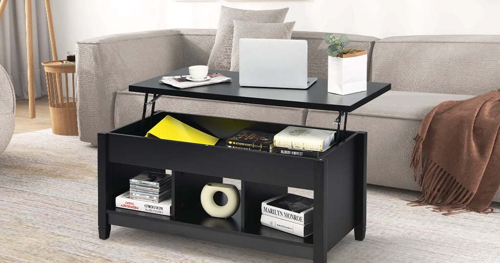 Lift top coffee table with storage