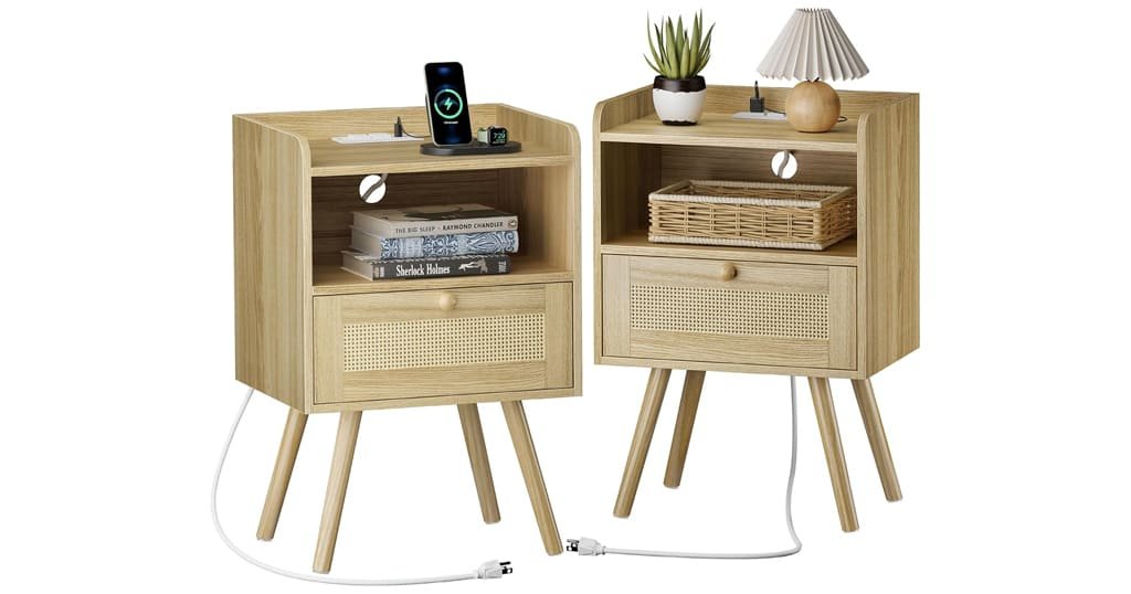 Modern rattan nightstand