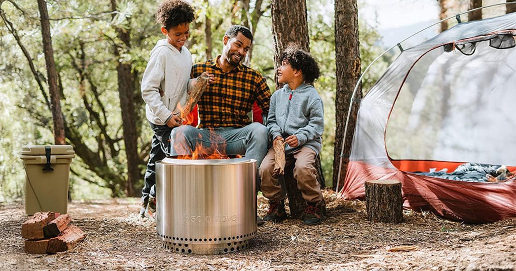 Stainless steel outdoor fireplace