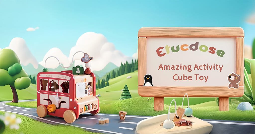 Wooden activity cube