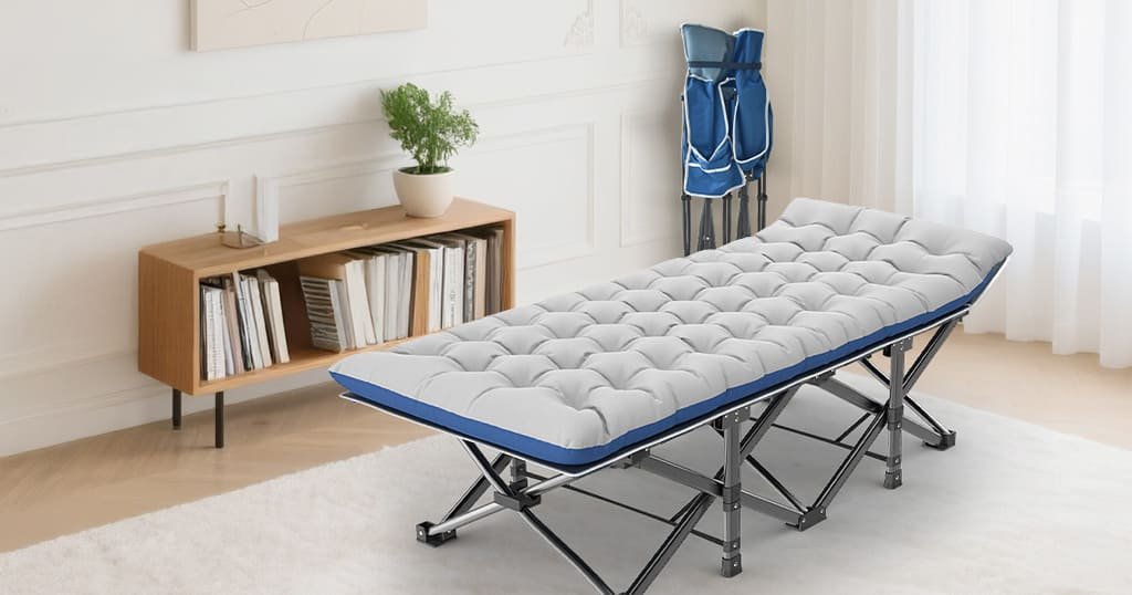 Camping cot with pillow
