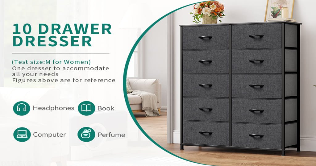 Fabric dresser with wooden top