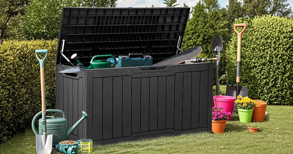 Outdoor deck storage container