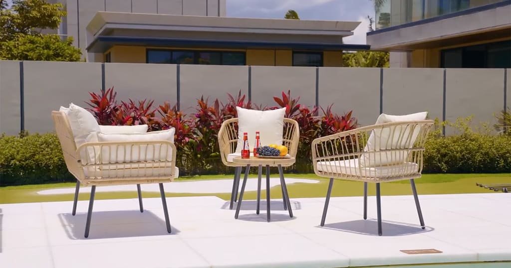 Outdoor wicker bistro set