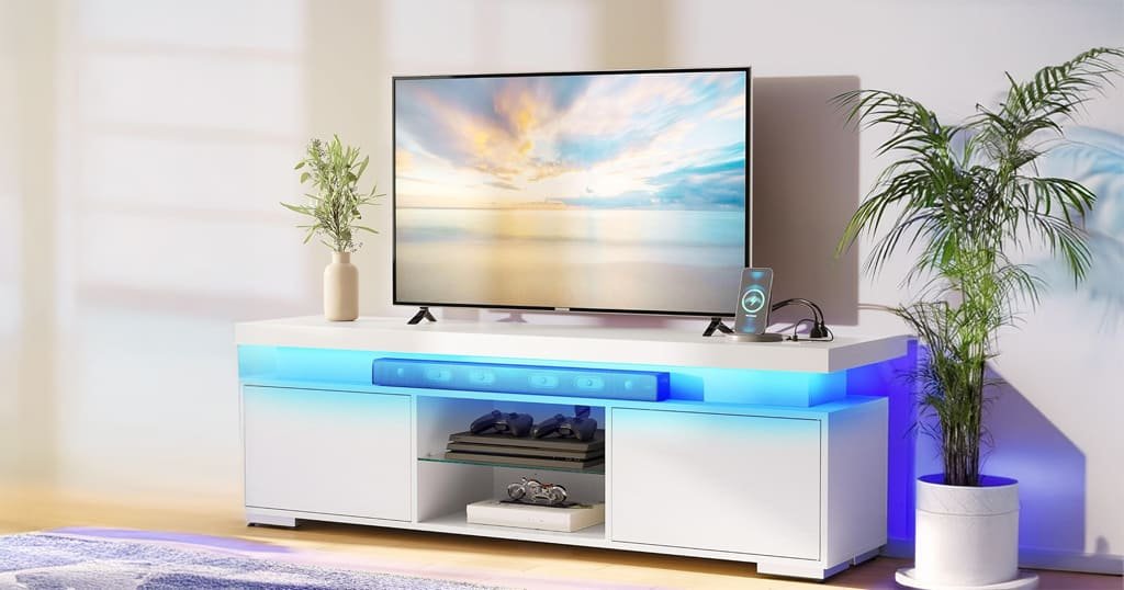 TV stand with USB ports and power outlets