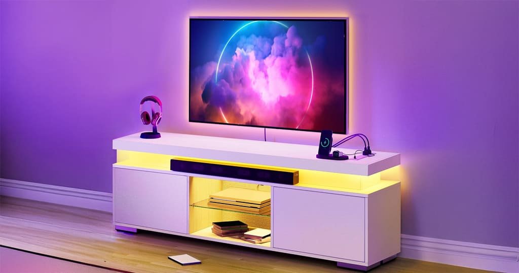 TV stand with USB ports and power outlets