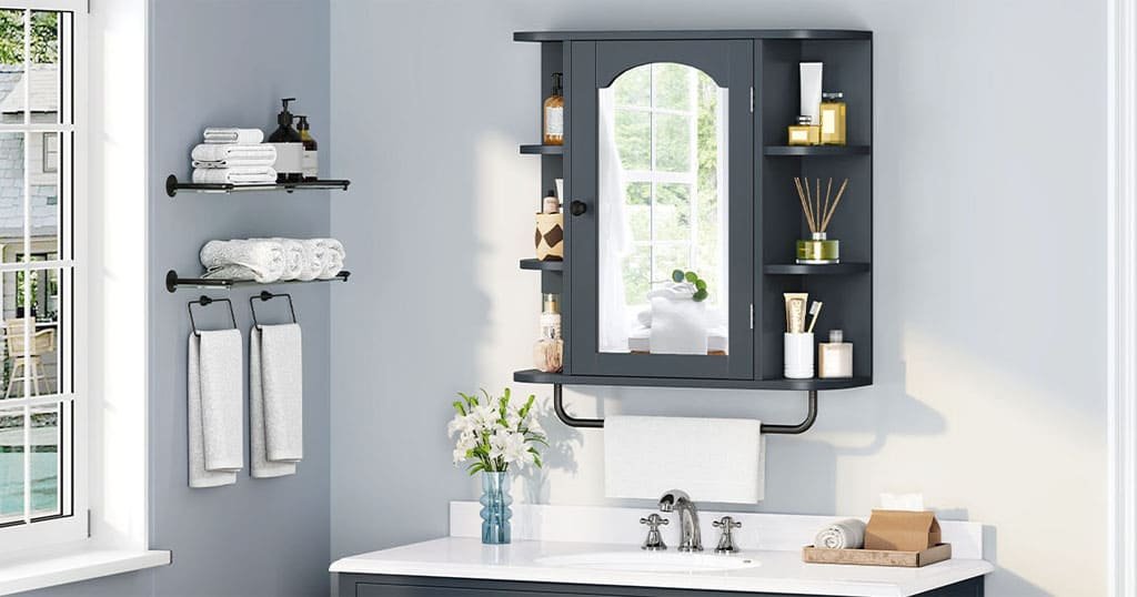 Towel rack bathroom cabinet