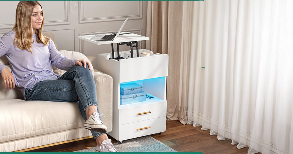 White nightstand with drawers